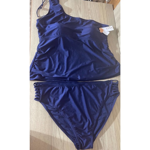 NWT LYSA SZ: 3X / 26W Navy 2 Piece Tankini - Picture 3 of 12
